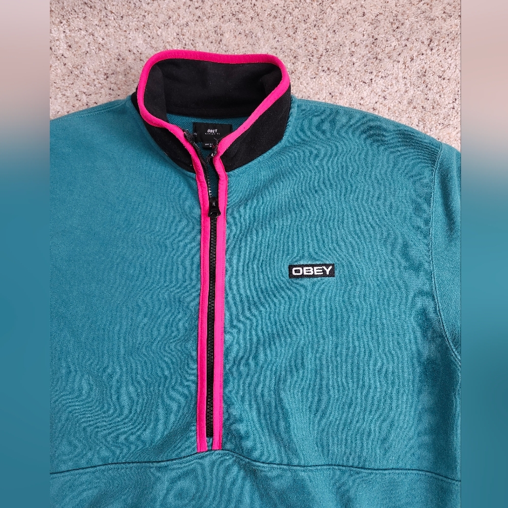 Obey Blue Quarter Zip Sweater - Picture 2 of 6